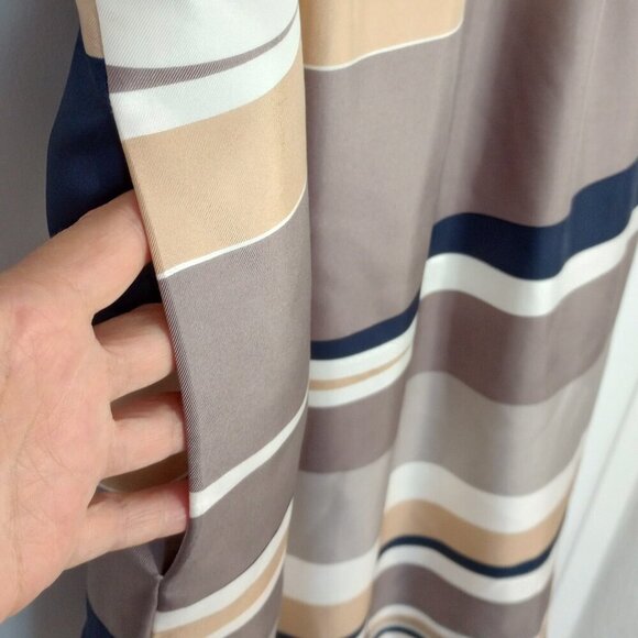 Banana Republic Silk Navy, Gold & Taupe Striped Sheath Dress - Picture 5 of 13